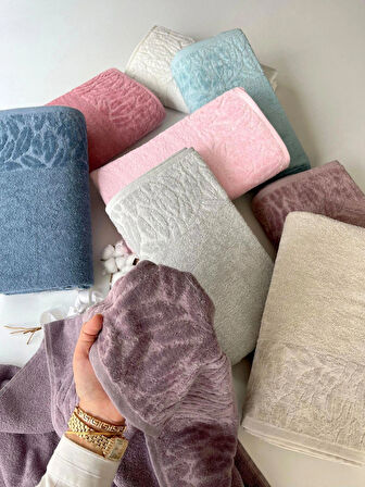 MYSOFT 90 X 150 YAPRAK BANYO HAVLUSU-BEJ