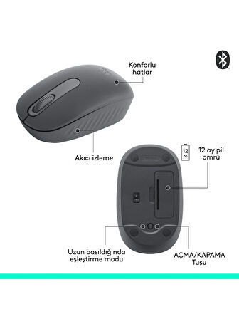 Logitech M196 Bluetooth Kablosuz Mouse ve Nero 15.6 inç Notebook Sırt Çantası - Siyah