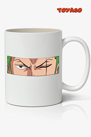 One Piece Roronoa Zoro Anime Temalı Beyaz Kupa Bardak Sevgiliye Arkadaşa Hediye