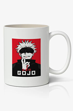 Jujutsu Kaisen Gojo Anime Temalı Beyaz Kupa Bardak Sevgiliye Arkadaşa Hediye