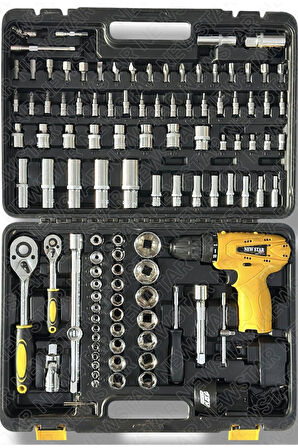 Korumalı Çelik Şanzuman Şarjlı Matkap 108 Pcs Crv Çeliği Profesyonel Parlak Lokma Takımı