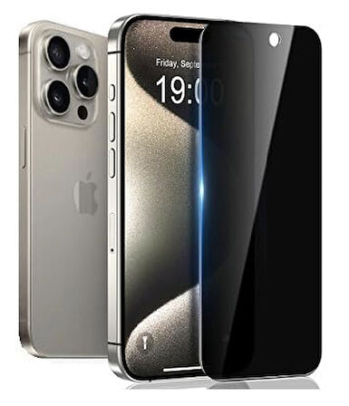Apple iPhone 16 Pro ile Uyumlu Hayalet Gizlilik Filtreli Privacy 9H Cam Ekran Koruyucu