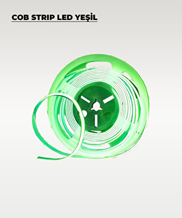12V COB Şerit Led Yeşil Işık  - Metrede 360 Led - 5 Metre
