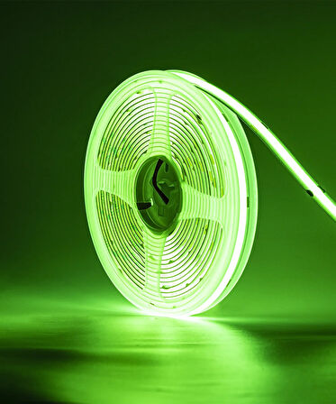 12V COB Şerit Led Yeşil Işık  - Metrede 360 Led - 5 Metre
