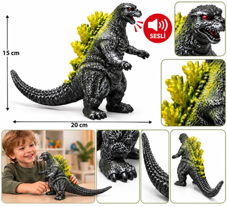  20 cm Sesli Godzilla Dinozor Oyuncak – Detaylı Canavar Figürü