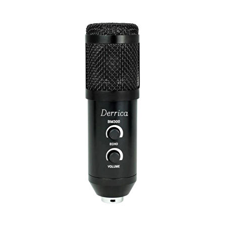 Derrica BM-300 Profesyonel Youtuber USB Kondenser Ses Kayıt ve Karaoke Mikrofon Seti