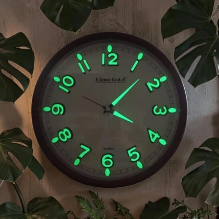 Fosforlu 3D Yatay Rakamlı Sessiz Akar Saniye Duvar Saati Çap 28 cm Eskitme
