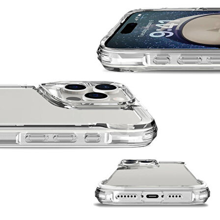 Apple iPhone 16 Pro ile Uyumlu Kılıf Airbag Köşeli Üçgen Kamera Tasarımlı Telefon Kılıfı Kapak