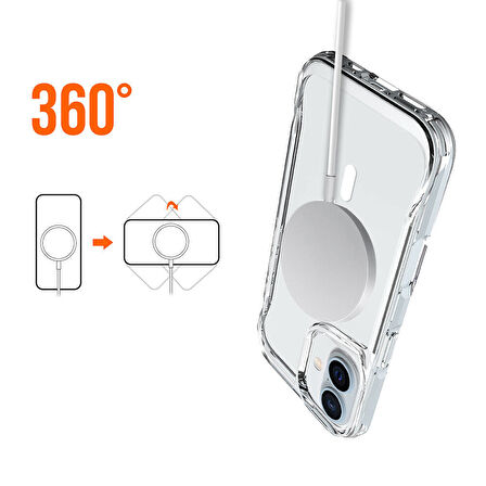 Apple iPhone 16 ile Uyumlu Kılıf Airbag Köşeli Magsafe Wireless Şarj Özellikli Kılıf Kapak