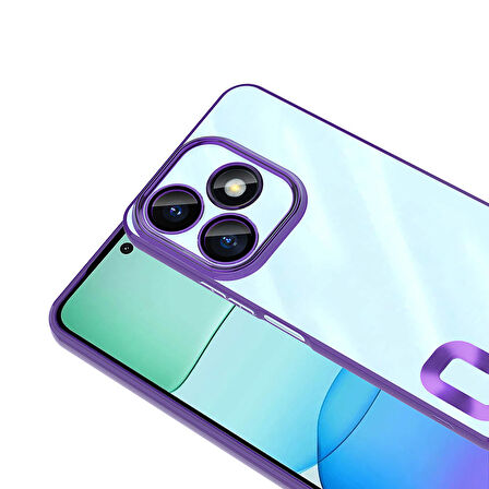 Xiaomi Redmi 13 4G ile Uyumlu Kılıf Şeffaf Logo Gösteren Parlak Renkli Kenar Telefon Kılıfı Kapak