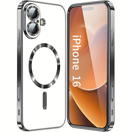 Apple iPhone 16 Uyumlu Kılıf Kamera Korumalı Parlak Renkli Kenarlı Magsafe Özellikli Kapak