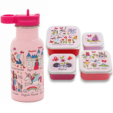 Çelik Matara 400ml  Princess / 4 lü Beslenme Kutusu Secret Garden