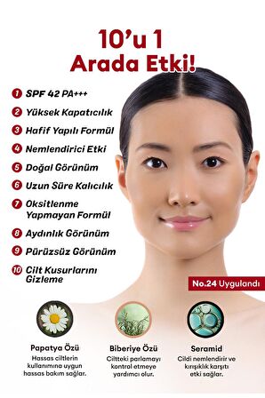 Mükemmel Kapatıcılık Sunan Çok Fonksiyonlu M Perfect Cover BB Cream Ex SPF42 PA+++ No.24 (20ml)