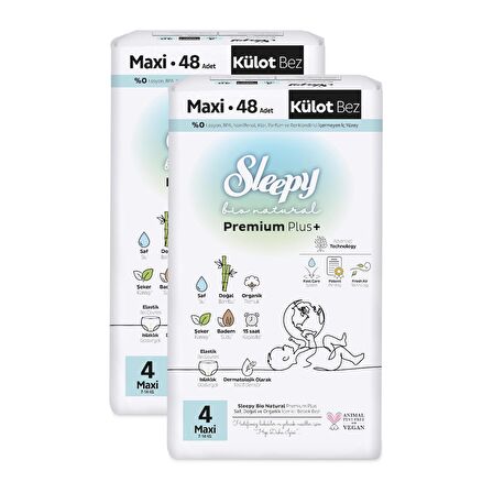 Sleepy Bio Natural Premium Plus Süper Paket Külot Bez 4 Numara Maxi 96 Adet