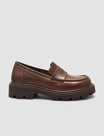 Cabani %100 Hakiki Deri Kahverengi Kadın Loafer