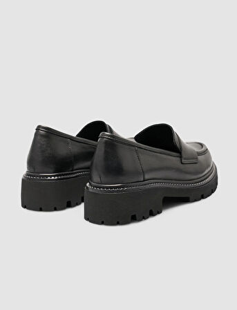 Cabani %100 Hakiki Deri Siyah Kadın Loafer