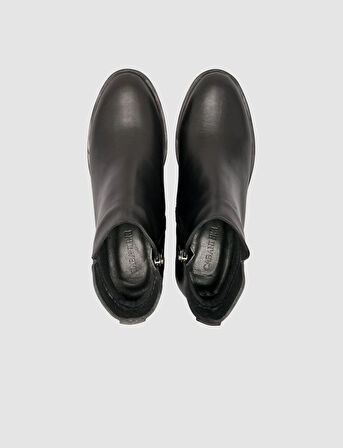 Cabani %100 Hakiki Deri Siyah Zımbalı Kadın Topuklu Bot