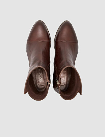 Cabani %100 Hakiki Deri Kahverengi Asimetrik Kadın Günlük Bot