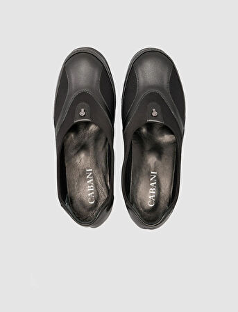 Cabani %100 Hakiki Deri Siyah Toka Detaylı Kadın Comfort Ayakkabı