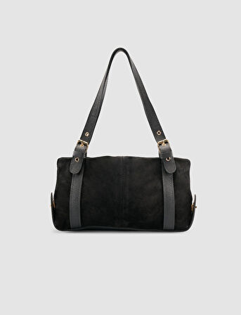 Cabani Kemer Askılı Siyah Süet Kadın Çantası