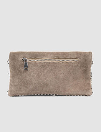 Cabani Zımba Detaylı Vizon Süet Kadın Omuz Çantası