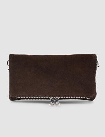 Cabani Zımba Detaylı Kahverengi Süet Kadın Omuz Çantası