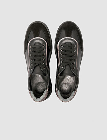 Cabani %100 Hakiki Deri Süet Karışımlı Siyah Kadın Ayakkabı