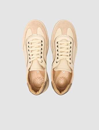 Cabani %100 Hakiki Deri Süet Karışımlı Bej Kadın Ayakkabı