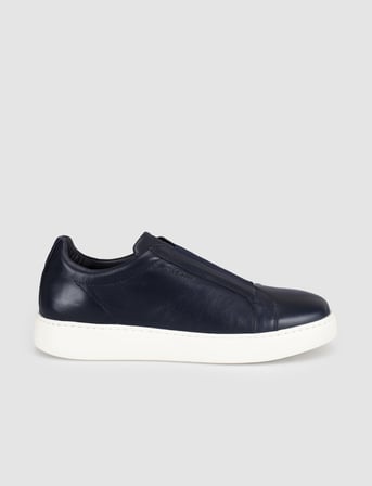 Lacivert Hakiki Deri Erkek Casual Sneaker