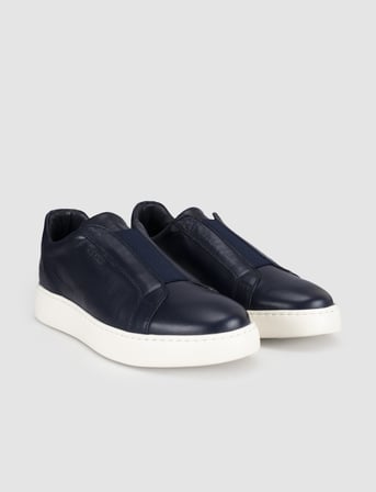 Lacivert Hakiki Deri Erkek Casual Sneaker