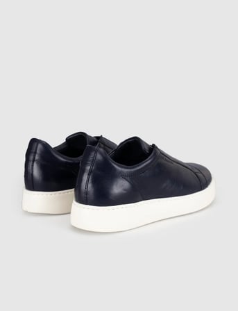 Lacivert Hakiki Deri Erkek Casual Sneaker