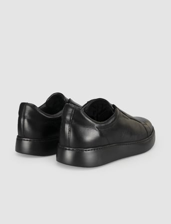 Siyah Hakiki Deri Erkek Casual Sneaker