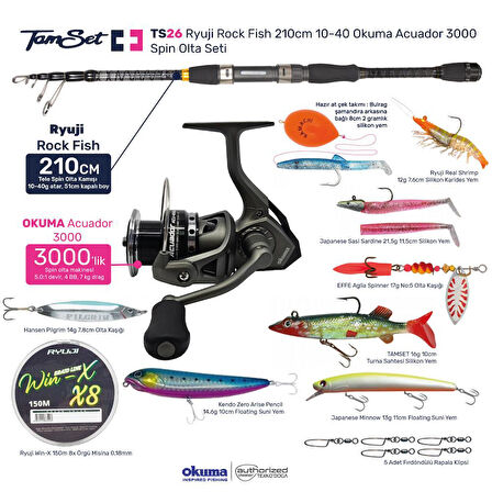 TAMSET Acuador 3000 Rock Fish 210cm Spin Olta Takımı Seti TS26