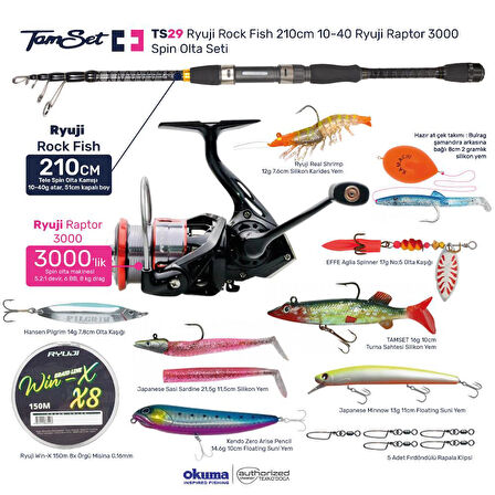TAMSET Raptor 3000 Rock Fish 210cm Spin Olta Takımı Seti TS29