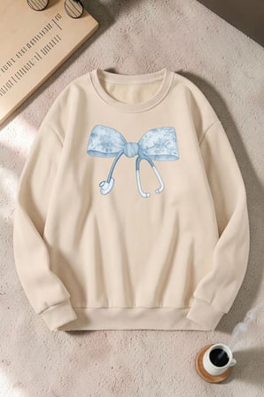 Unisex Baskılı Bisiklet Yaka Sweatshirt