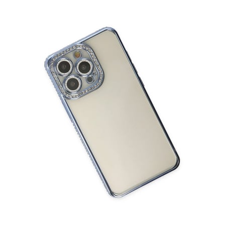 Apple iPhone 14 Pro Kılıf Joke Taşlı Silikon - Mavi