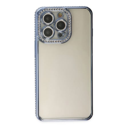 Apple iPhone 14 Pro Kılıf Joke Taşlı Silikon - Mavi