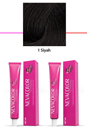 2 li Set Premium 1 Siyah - Kalıcı Krem Saç Boyası 2 X 50 g Tüp