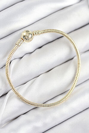 Pirinç Charm Topcuk Model Gold Renk Kadın Bileklik