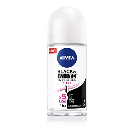 Nivea Roll-On Kadın Invisible Black&White Clear 50Ml  x  6 Adet