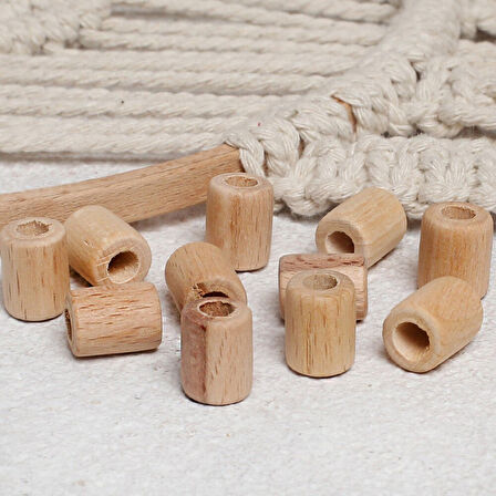 Loren Crafts 10 Adet Ham Boru Ahşap Boncuk 16mm