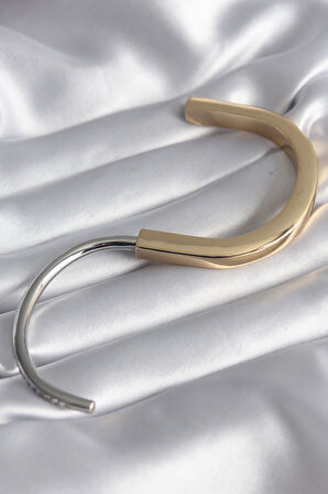 316L Çelik Gold Gümüş Renk Zirkon Taşlı VIP Seri Kadın Kelepçe