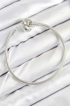 Pirinç Charm Topcuk Model Gümüş Renk Kadın Bileklik