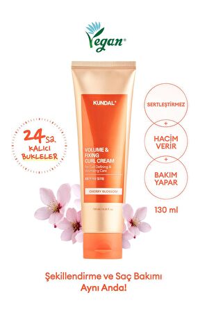 Bukle Belirginleştirici Durulanmayan Saç Kremi KUNDAL Volume & Fixing Curl Cream (Cherry Blossom)