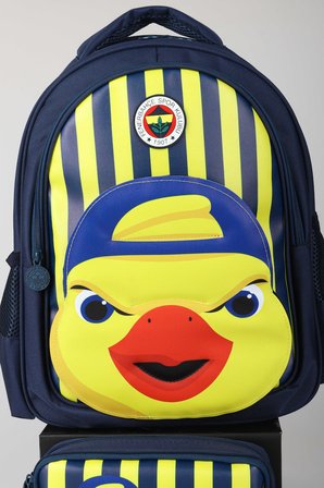 x Dekomus Lisanslı Fenerbahçe Yellow Collection 3D Baskılı Büyük Boy Okul Çantası ve Kalem Çantası Seti