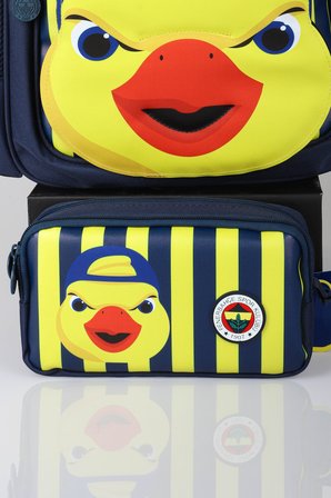 x Dekomus Lisanslı Fenerbahçe Yellow Collection 3D Baskılı Büyük Boy Okul Çantası ve Kalem Çantası Seti