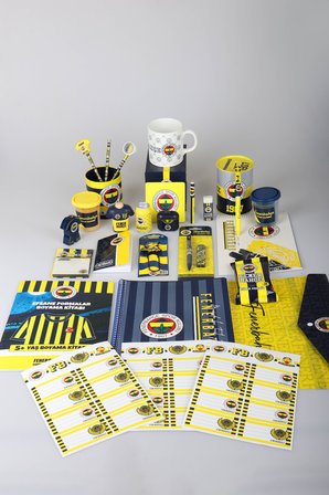 x Dekomus Lisanslı Fenerbahçe 1907 Desk Collection 30 Parça Kırtasiye ve Hobi Seti Kupa,Bardak Altlığı,Efsane Formalar Boyama Kitabı