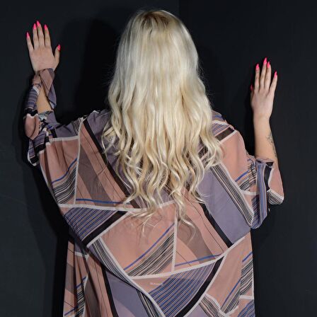 PAREDORA Ombra Geometrik Desenli Kimono Pareo