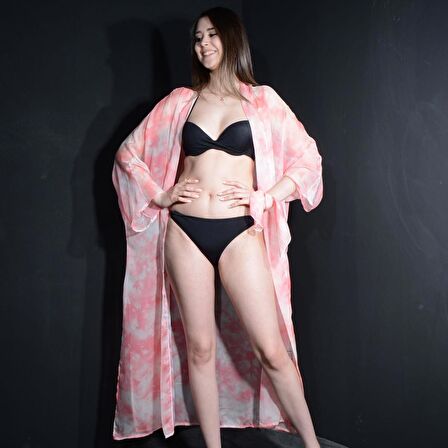 PAREDORA Pembe Batik Kimono Pareo