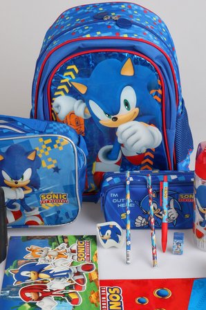 x Dekomus "Speed Force Collection" Lisanslı Sonic Kırtasiye Seti Okul,Kalem ve Beslenme Çantası,Matara,Beslenme Kabı